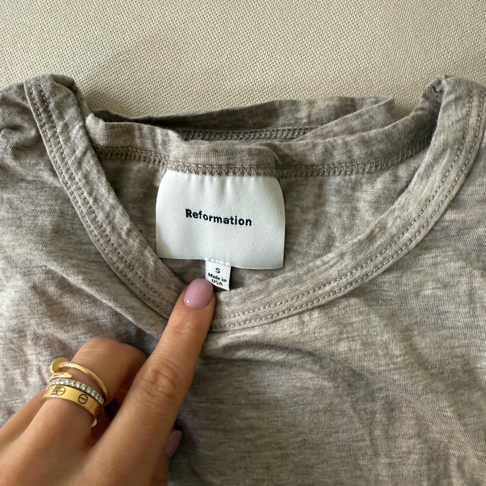 Reformation Short Sleeve Tee in Light Taupe - Picture 3 of 3